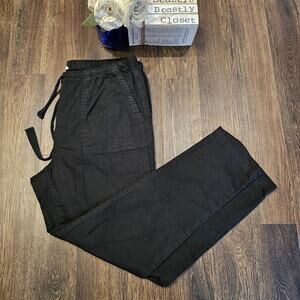 Eileen Fisher Pants Black Lantern Tapered Ankle Organic Cotton Trouser MP